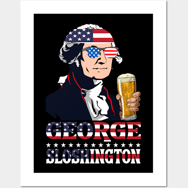 George Sloshington Shirt American USA Flag Distressed Wall Art by BeHappy12